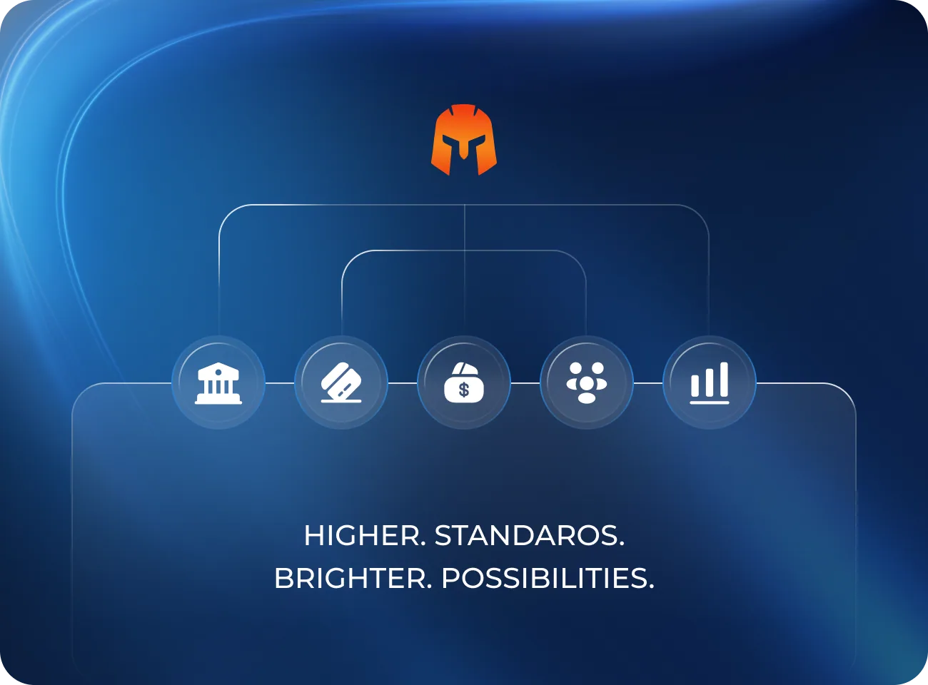 Illustration of payment, trading and banking services connected under the Bellator Tech mark